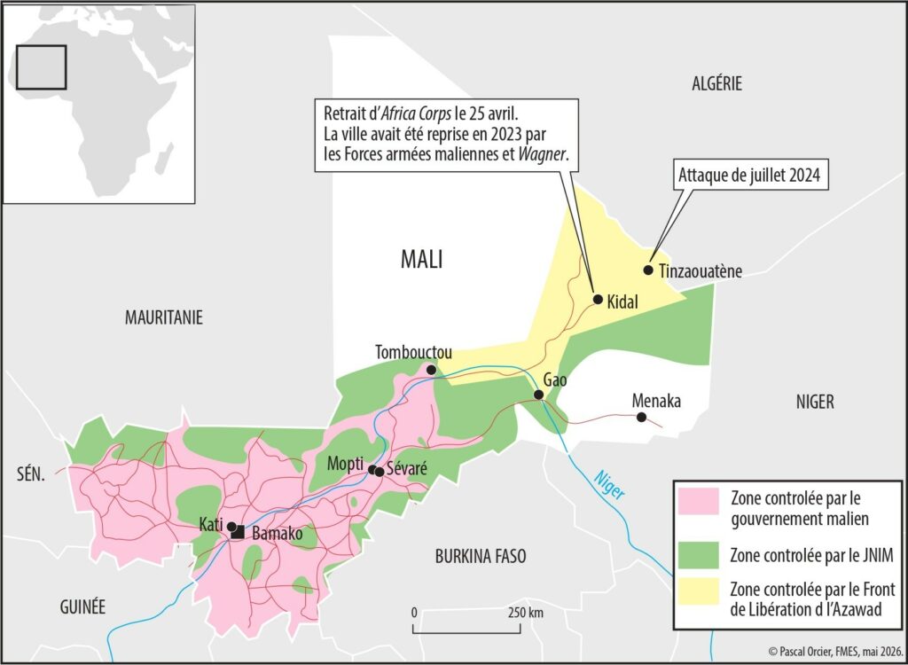 Carte illustrant les zones de tension au Mali