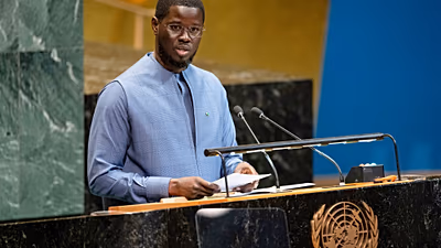 Le président Bassirou Diomaye Faye lors d'un discours officiel