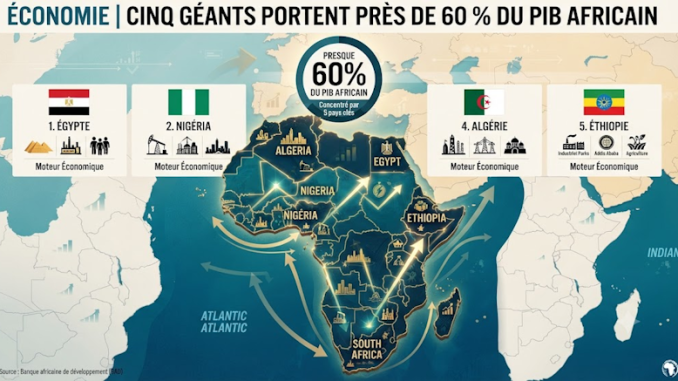 Carte économique de l'Afrique illustrant la répartition du PIB