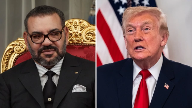 Le roi Mohammed VI et l'ancien président américain Donald Trump lors d'une rencontre officielle