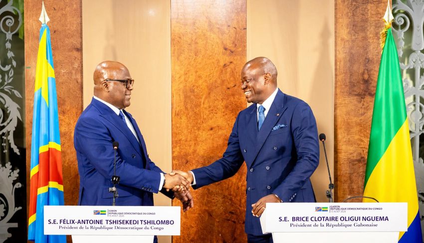 Les présidents gabonais et congolais en discussion